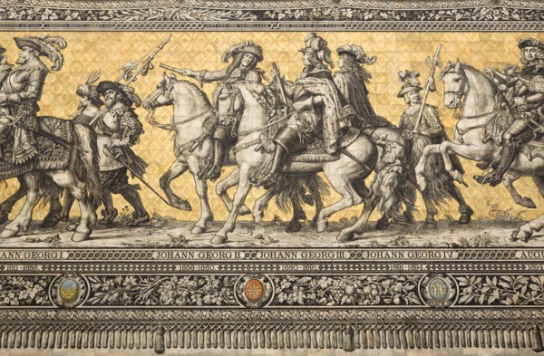 GERMANY, Saxony, Dresden, Fürstenzug or Procession of the Dukes in Auguststrasse a mural on 25,000