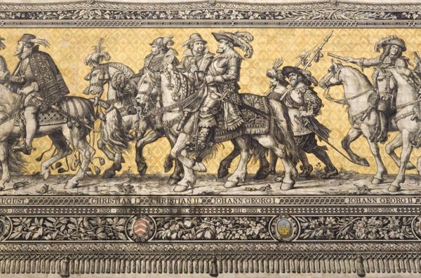 GERMANY, Saxony, Dresden, Fürstenzug or Procession of the Dukes in Auguststrasse a mural on 25,000
