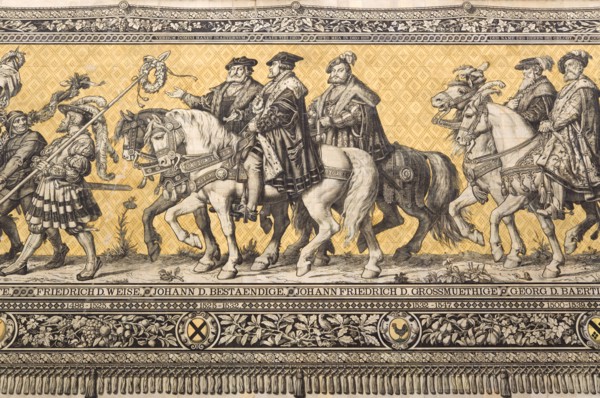 GERMANY, Saxony, Dresden, Fürstenzug or Procession of the Dukes in Auguststrasse a mural on 25,000