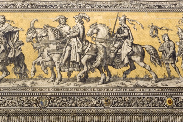 GERMANY, Saxony, Dresden, Fürstenzug or Procession of the Dukes in Auguststrasse a mural on 25,000