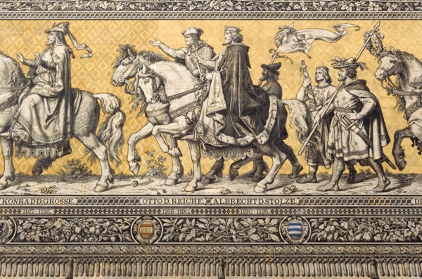 GERMANY, Saxony, Dresden, Fürstenzug or Procession of the Dukes in Auguststrasse a mural on 25,000