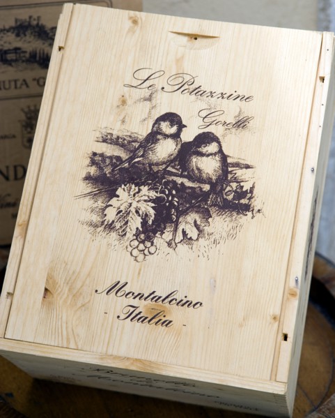 ITALY, Tuscany, Montalcino, Val D'Orcia Brunello di Montalcino Enoteca or wine shop with a wooden