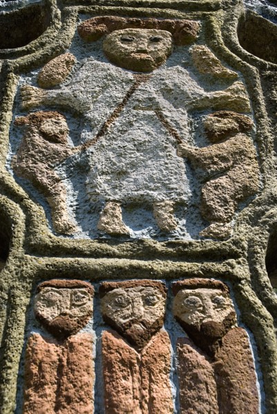 IRELAND, County Wexford, Irish National Heritage Park, Celtic cross  Detail of some of the carving