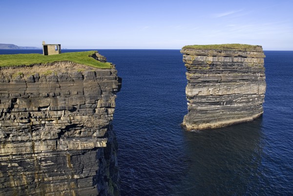IRELAND, County Mayo, Downpatrick Head, Dún Briste Broken Fort is an impressive sea stack at the