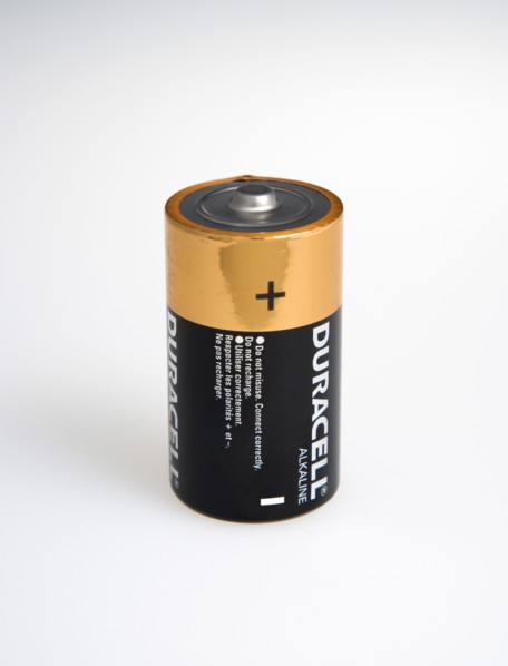 Power, Electricity, Batteries, 1.5 volt Duracell Alkaline battery showing positive and negative