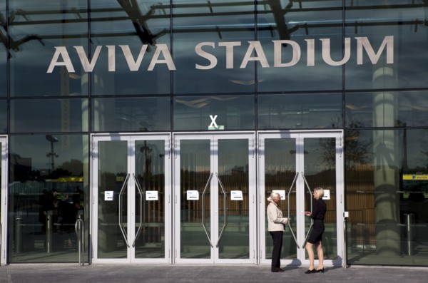 Ireland, County Dublin, Dublin City, Ballsbridge, Lansdowne Road, Women smoking outside the Aviva