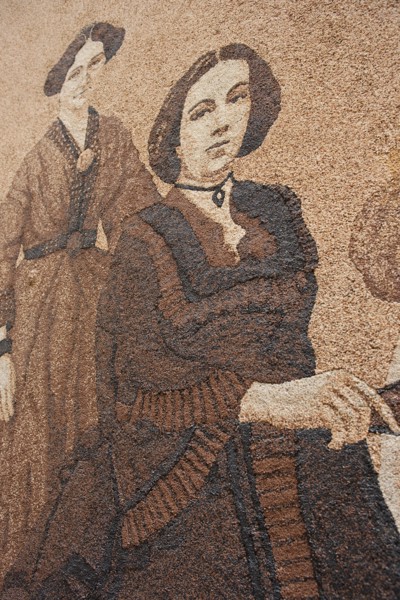 Cuba, Havana, Habana Vieja, Artwork painting made from sand influenced by well known Cuban families