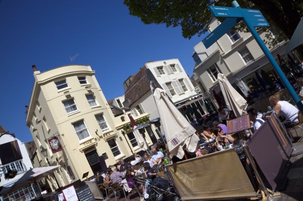 England, East Sussex, Brighton, Cafes in East Street.