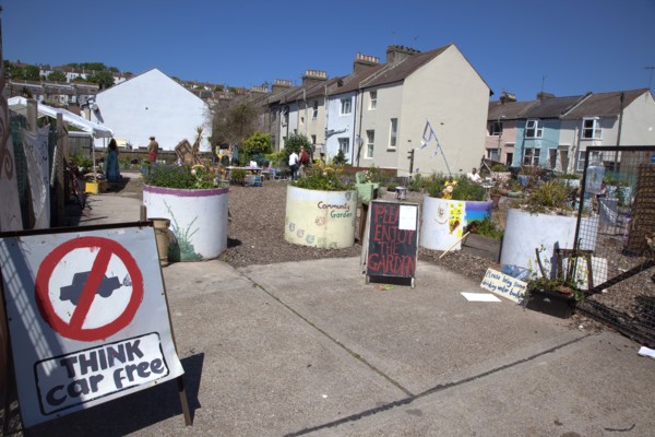 England, East Sussex, Brighton, Lewes Road, former petrol station converted into urban park by