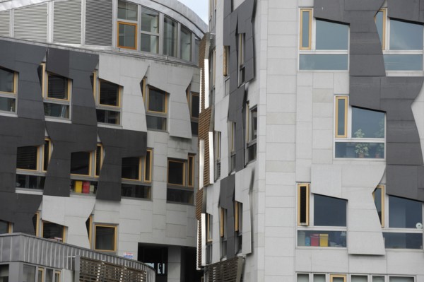 Edinburgh, Lothian, Scotland. Holyrood Scottish Parliament Buillding designed by Enric Miralles.