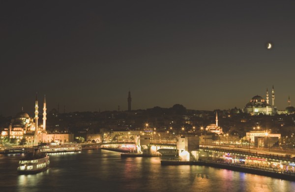 Istanbul, Turkey. Sultanahmet. The Golden Horn. The New Mosque or Yeni Camii at left the Galata