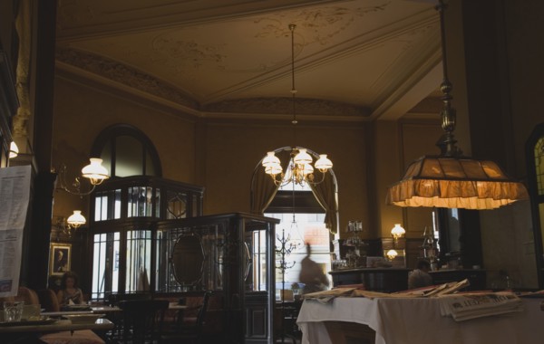 Vienna, Austria. Mariahilf District. Cafe Sperl the preferred cafe of Adolf Hitler. Interior with
