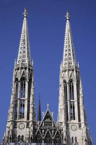Vienna, Austria. Alsergrund Ringstrasse Votifkirche neo-gothic Votive Church exterior with twin