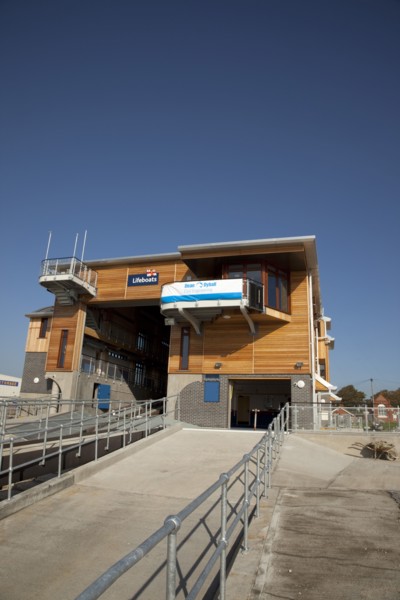 Shoreham-by-Sea, West Sussex, England. Kingston Beach Newly constructed lifeboat house opposite the
