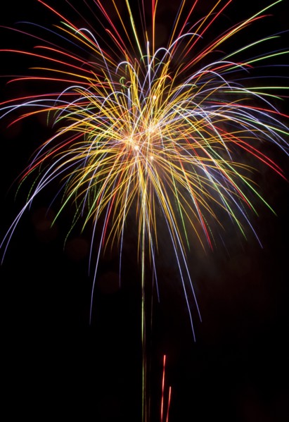 Colourful display of Pyrotechnics Shoreham Beach West Sussex England. England English UK United