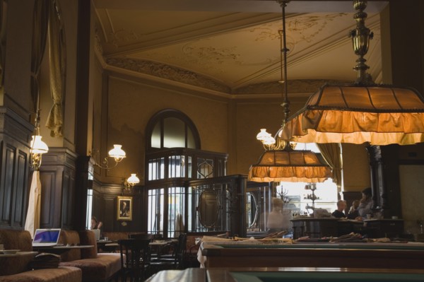 Vienna, Austria. Mariahilf District Cafe Sperl the preferred cafe of Adolf Hitler. Interior with