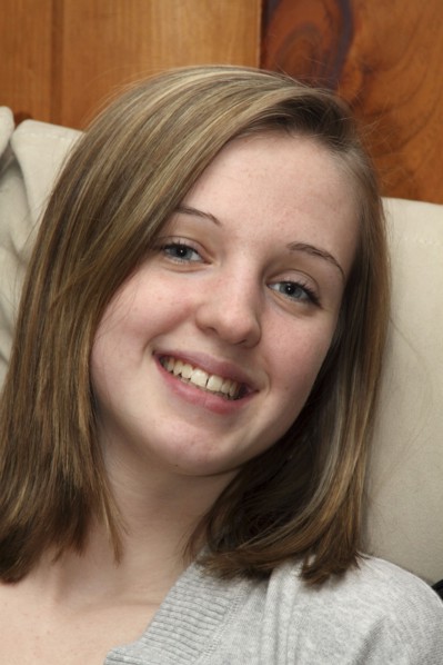 Teenager, People, USA. Head and shoulders full face portrait of teenage girl Kayla Yoerger from