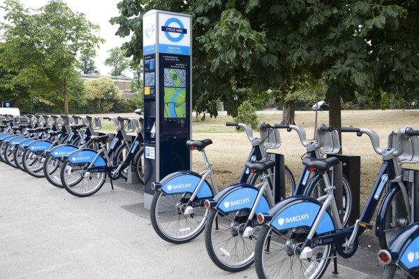 London, England. Hyde Park Barclays Bank sponsored Bikes For Hire. England English London UK United