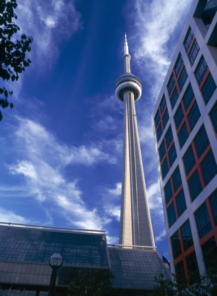 Toronto, Ontario, Canada. The CN Tower. 553.33 metre high concrete communications tower with vistor