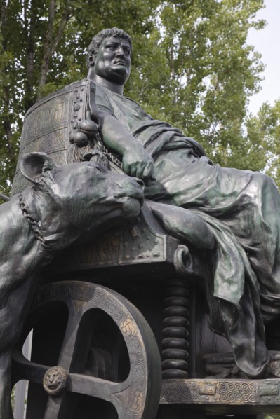 Vienna, Austria. Part view of statue of Mark Antony seated in chariot by Arthur Strasser 1899.