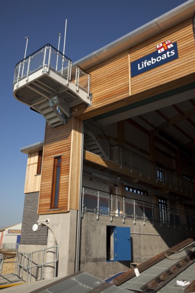 Shoreham-by-Sea, West Sussex, England. Kingston Beach Newly constructed lifeboat house opposite the