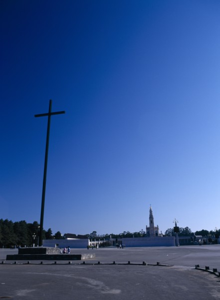 Fatima, Beira Litoral, Portugal. Large Cross at entrance to shrine Portuguese Religion Southern
