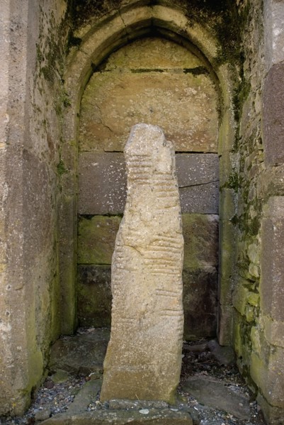 Ardmore, County Waterford, Ireland. Monastic Site Ogham Stone in the Cathedral. Ireland Irish Eire