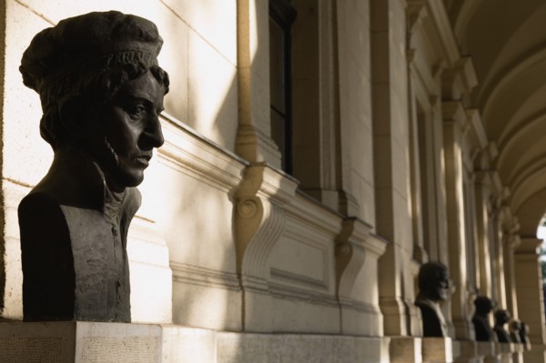 Budapest, Pest County, Hungary. Line of bronze busts of Hungarian notables. Hungary Hungarian