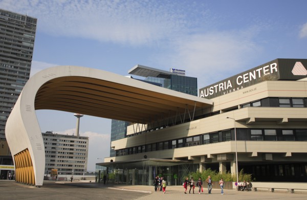 Vienna, Austria. The Austria Center in the Donau City district. Austria Austrian Vienna Wien