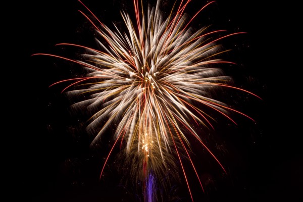 Colourful display of Pyrotechnics Shoreham Beach West Sussex England. England English UK United