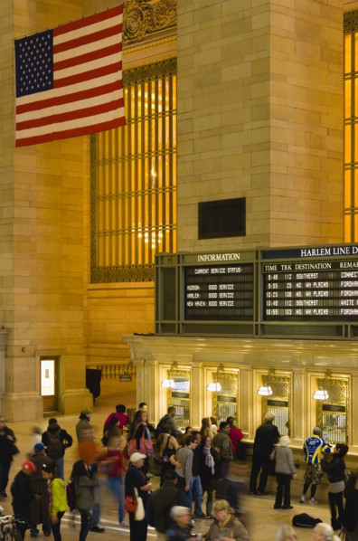 USA, New York, New York City, Manhattan  Grand Central Terminal railway station with passengers
