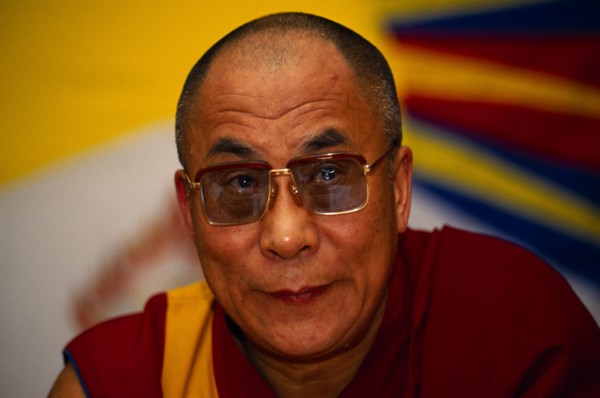 China, Tibet, Buddhism, Portrait of the 14th Dalai Lama. Tibetan Buddhist Leader in exile. Vibrant