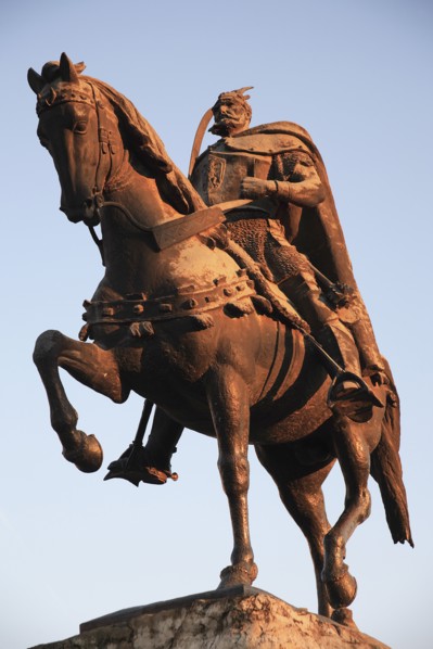 Albania, Tirane, Tirana, Equestrian statue of national hero George Castriot Skanderbeg also known