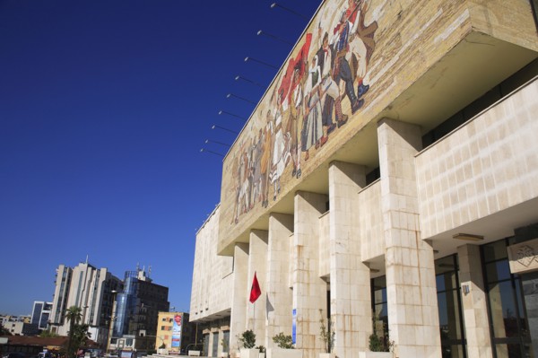 Albania, Tirane, Tirana, National History Museum. Exterior facade and entrance of the National