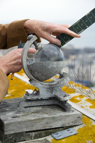Climate, Weather, Measurements, CampbellStokes sunshine recorder or Stokes sphere on the top of the