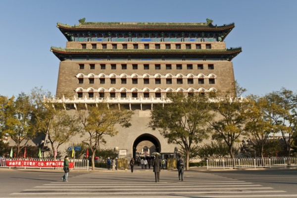 Tiananmen Square Archery tower also known as Qianmen Gate adjacent to Zhengyangmen Gate. Photo :