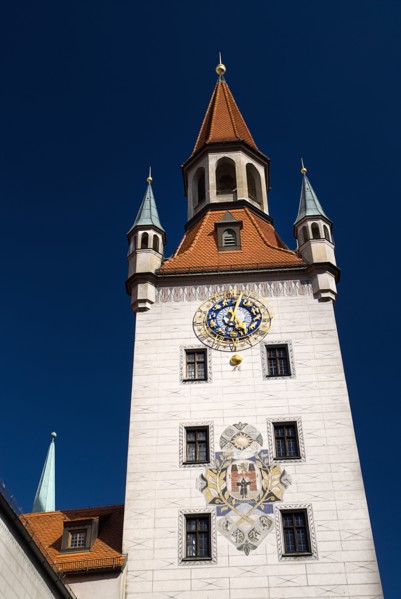 Marienplatz. Altes Rathaus or Old Town Hall. Original building dating from the fifteenth century