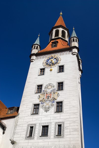 Marienplatz. Altes Rathaus or Old Town Hall. Original building dating from the fifteenth century