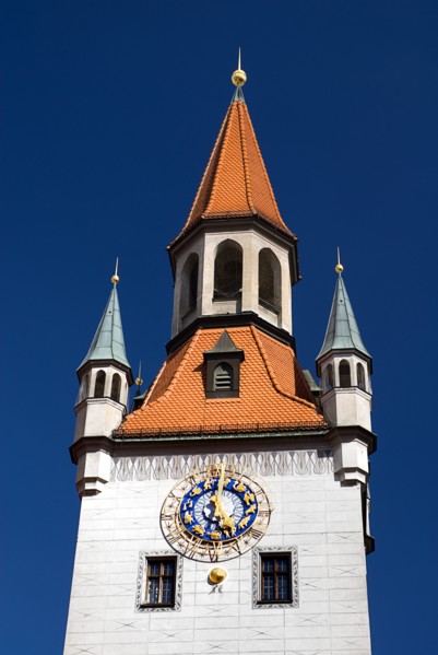 Marienplatz. Altes Rathaus or Old Town Hall. Original building dating from the fifteenth century