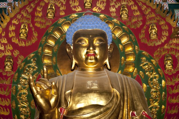 A golden Buddha Shaolin Temple birthplace of Kung Fu Song Shan near Zhengzhou. Photo : Mel