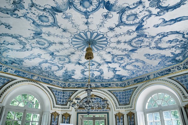 Nymphenburg Palace the Pagodenburg. Interior of elegant pavilion for royal relaxation with over