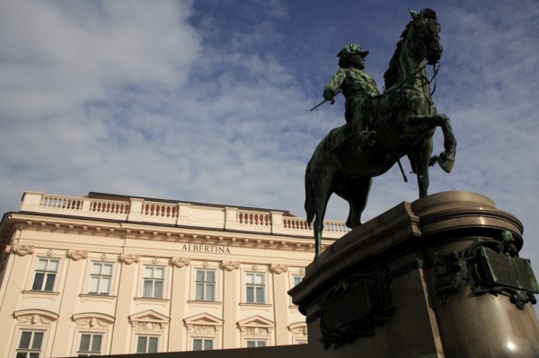 Equestrian statue of Archduke Albert Duke of Teschen outside the Albertina museum. Photo: Bennett