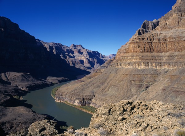 USA, Arizona, Grand Canyon, Colorado river running through the Hualapai Indian reservation part of