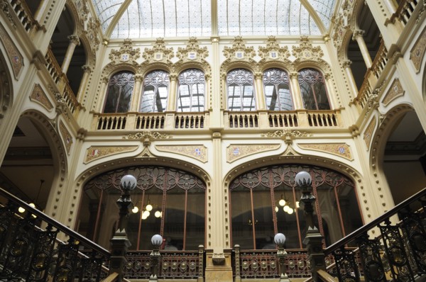 Mexico, Federal District, Mexico City, Art Nouveau interior of the Correo Central main Post Office.