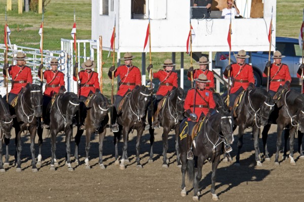 Canada, Alberta, Lethbridge, Royal Canadian Mounted Police Musical Ride RCMP cavalry in full dress