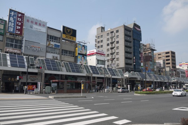 Japan, Honshu, Tokyo, Sugamo. The roof of arcade covering sidewalk used for solar electric and