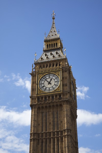 England, London, Westminster Houses of Parliament Clock Tower better known as Big Ben. 
Photo :