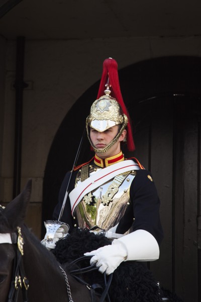 England, London, Westminster Whitehall Horse Guards Parade member of the Household Cavalry on
