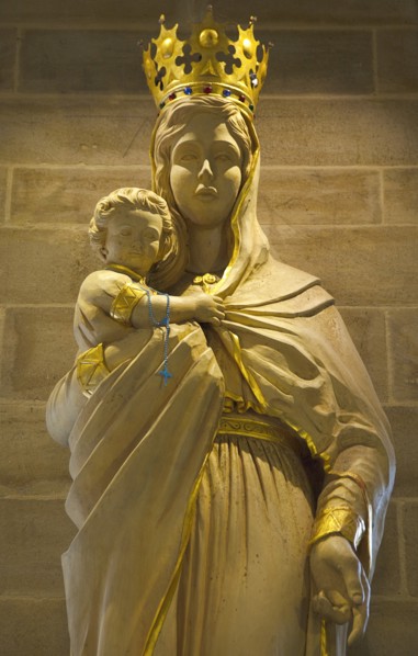 England, West Sussex, Shoreham-by-Sea, Lancing College Chapel interior statue of the Virgin Mary