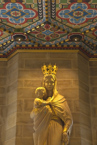 England, West Sussex, Shoreham-by-Sea, Lancing College Chapel interior statue of the Virgin Mary